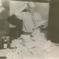 Charles Schenk examines entries from the   name the beer   contest in 1939
